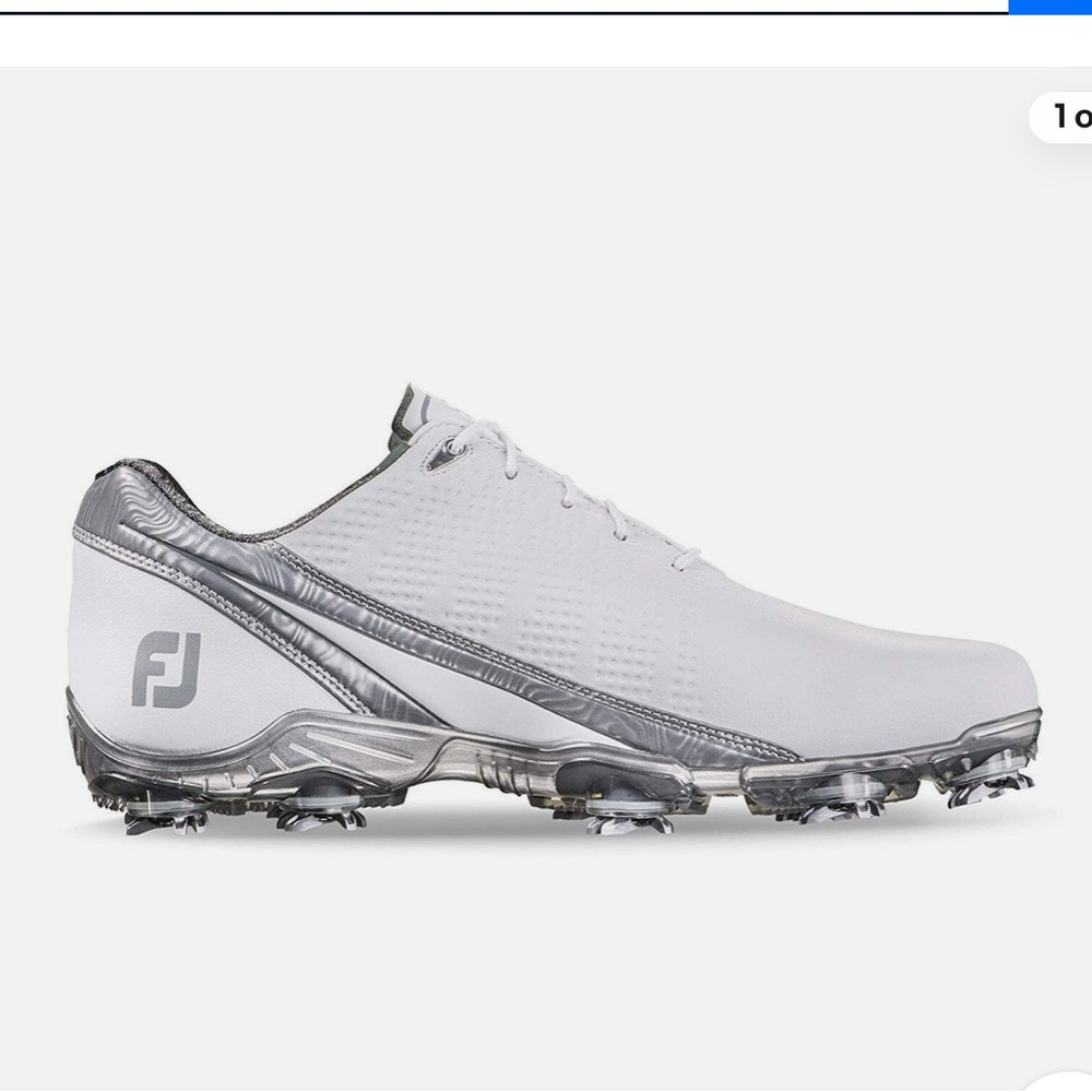 NWOT FootJoy [11.5W] Wide Men’s DNA FJ Spikes Golf Shoes-White/Silver 53383